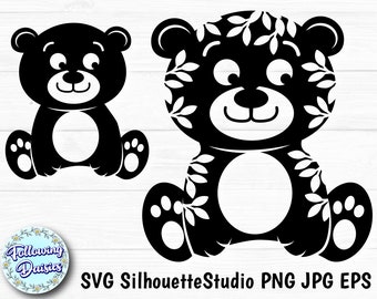 TEDDY BEAR in SVG format, Kids svg, Cute Bears Silhouettes, Instant Download, Svg files for cricut and silhouette, Paper cut template