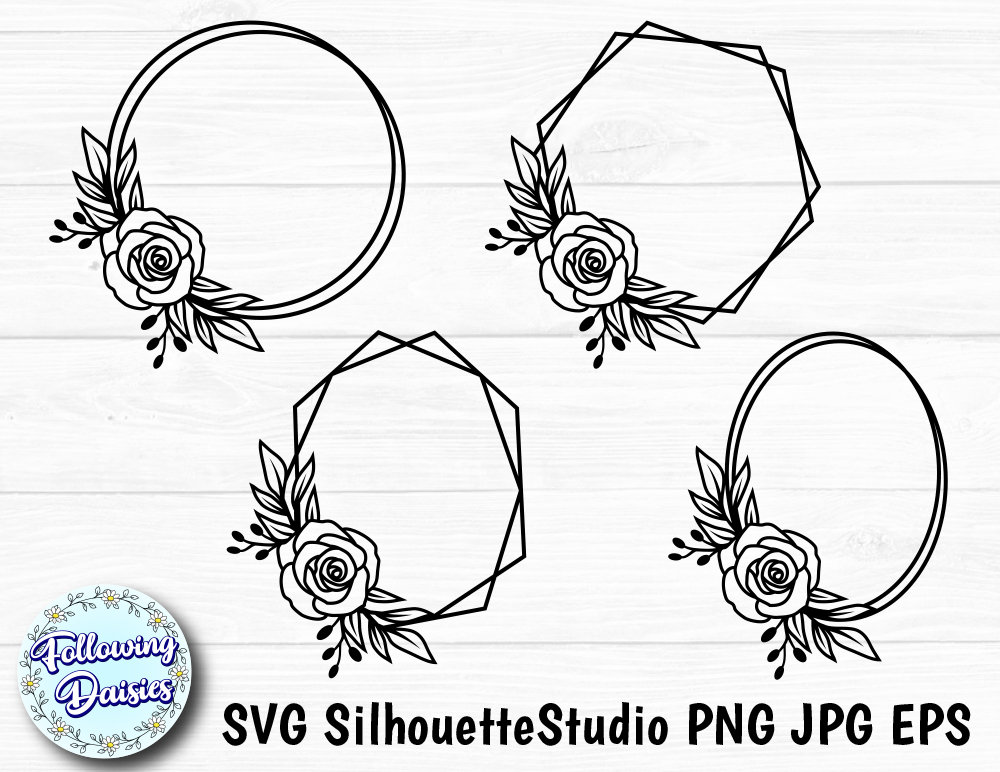 Download Floral Frames In Svg No 2 Geometric Frames Monogram Frame Etsy
