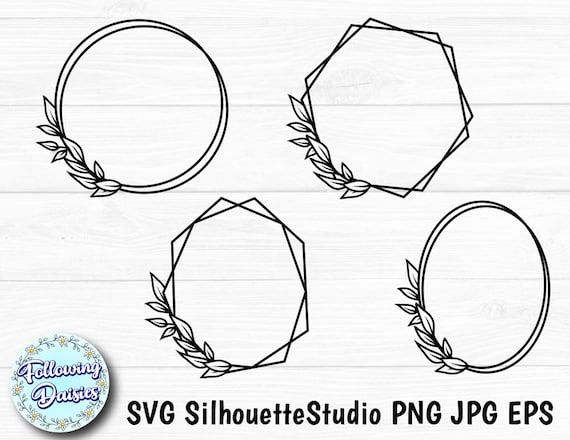 Rose Flower And Leaves, Circle Monogram Frame Free Svg File - SVG