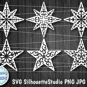 CHRISTMAS STARS SVG No2, kerstversieringen, kerstbollen, kerstversieringen, Svg-bestanden voor de Cricut en Silhouette