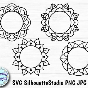 CORNICI CIRCOLARI in SVG Nº C18, Cornice floreale, Mandala, Corona, Monogramma, Cricut e file silhouette