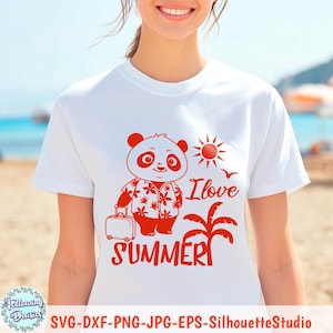 VERANO SVG, Oso panda svg, I love Summer svg, Playa svg, Vacaciones svg, Diseños de verano svg, Camisetas svg, Viajar svg, Tropical svg