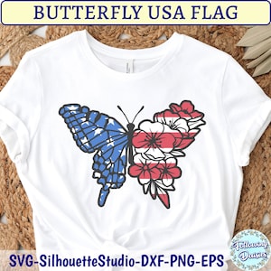 BANDIERA AMERICANA Farfalla SVG, Quarto di luglio in formato SVG, 4 luglio in formato SVG, Farfalla in formato SVG, Bandiera americana in formato SVG, Giorno dell'Indipendenza in formato SVG