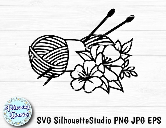 knitting needles svg yarn with needles svg Knitting SVG file yarn heart ...