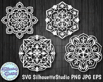 MANDALAS in SVG format No 2, Mandala vector, Mandala silhouette, Paper cut template, Svg files for cricut and silhouette, Instant Download