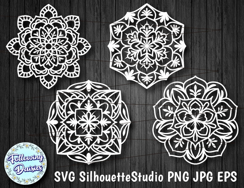 MANDALAS in SVG format No 2, Mandala vector, Mandala silhouette, Paper cut template, Svg files for cricut and silhouette, Instant Download image 1