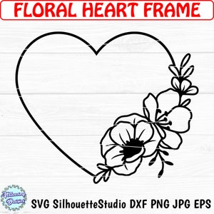 BLOEM HART SVG, bloemen SVG, liefde SVG, Valentijnsdag SVG, bloemen hart SVG, bloemen hart krans SVG, SVG-bestanden voor cricut en silhouet
