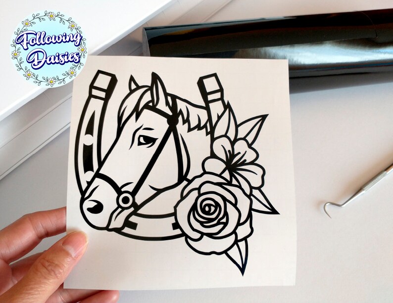 Download Art Collectibles Clip Art Ranch Paper Cut Template Horseshoe And Horse Head Svg Horse Riding Svg Files For Cricut And Silhouette Flowers Floral Horseshoe