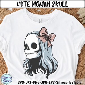 WOMAN SKULL SVG, Day of the dead svg, Halloween svg, Sugar skull svg, Skeleton svg, Layered skull svg, Cut files for cricut and Silhouette