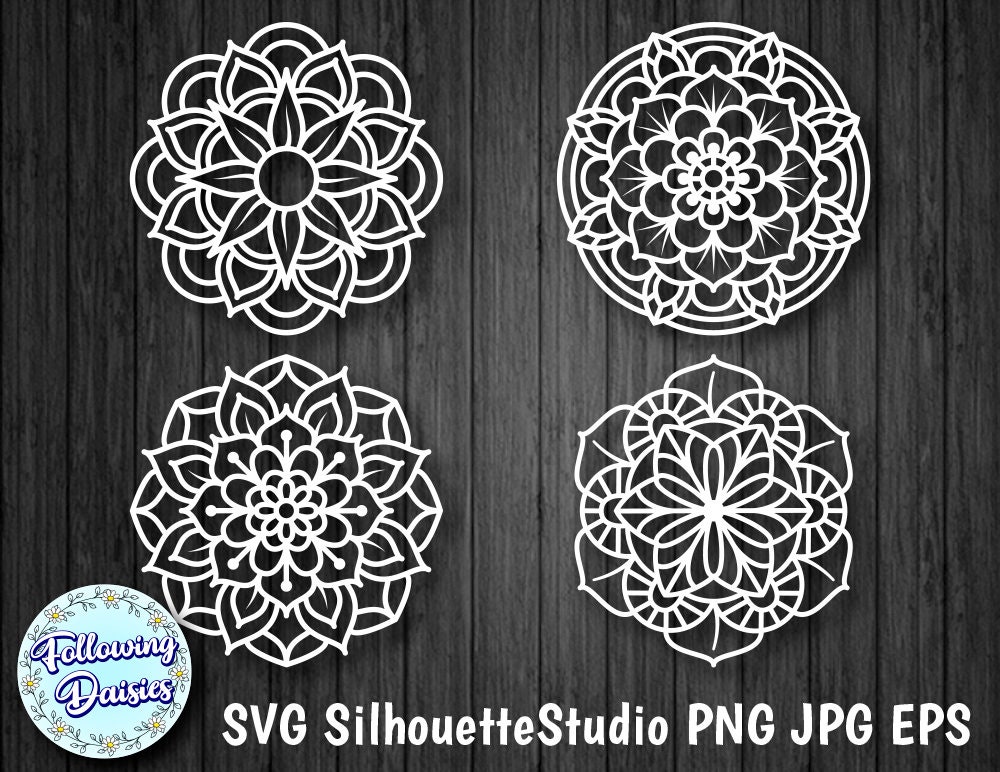 Download Mandalas In Svg Pack 1 Mandala Vector Mandala Silhouette Etsy