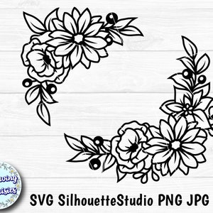 Paper cut template Cut files for cricut and Silhouette Bouquets Flower border Floral decoration FLOWERS in SVG Flowers
