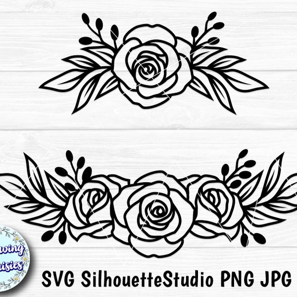 FLOWERS in SVG, Roses bouquets, Floral decoration, Flowers, Flower border, Paper cut template, Cut files for cricut and Silhouette
