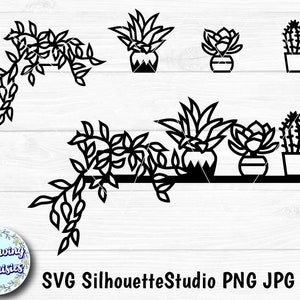 ESTANTERIA con PLANTAS SVG Nº2, Plantas del hogar, Plantas en maceta, Cactus, Suculentas, Decoración, Archivos svg para Cricut y Silhouette