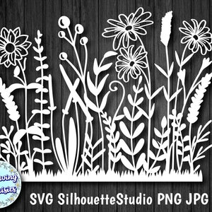 BLÜHENDE WIESE in SVG, Blumen, Blumendekoration, Sofort Download, Papierschnitt Vorlage, SVG-Dateien für Cricut und Silhouette