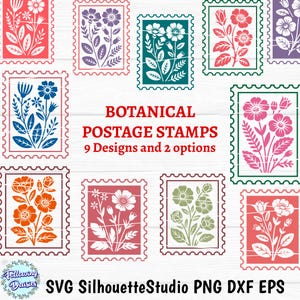 Lot de timbres-poste floraux SVG, cadres de fleurs en couches, fichiers de coupe pour Cricut & Silhouette