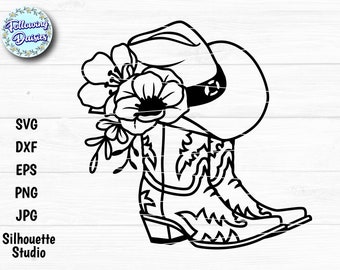 BOTTES DE COWBOY SVG, fichier svg de bottes de cow-girl, svg occidental, svg de rodéo, svg de ranch, svg de cow-girl, svg de chapeau de cowboy, fichiers svg pour cricut et silhouette