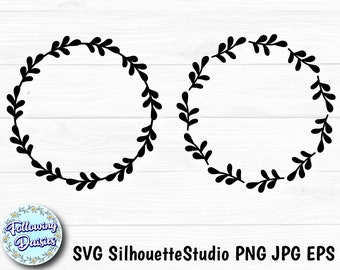 Couronnes en SVG, couronne de cercle, couronne de monogramme, couronne de laurier, modèle en papier découpé, fichiers Svg pour cricut et silhouette