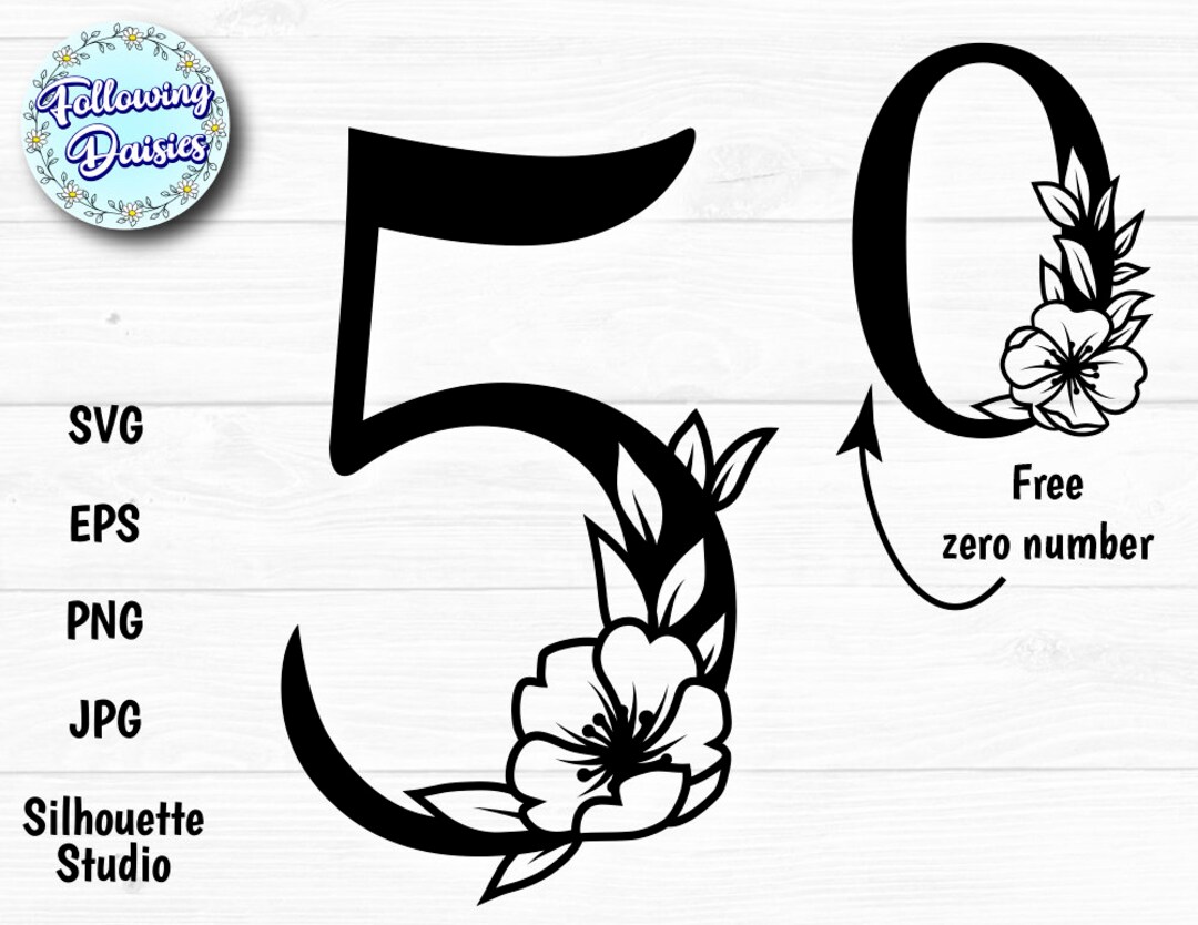 number-5-in-svg-floral-number-number-0-number-50-etsy