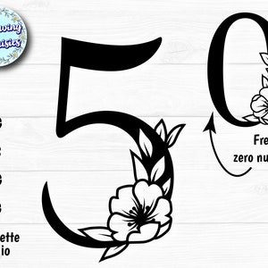 NUMERO 5 en SVG, Números decorados con flores, Número 0, Números Florales,  Archivos de corte para cricut y silhouette