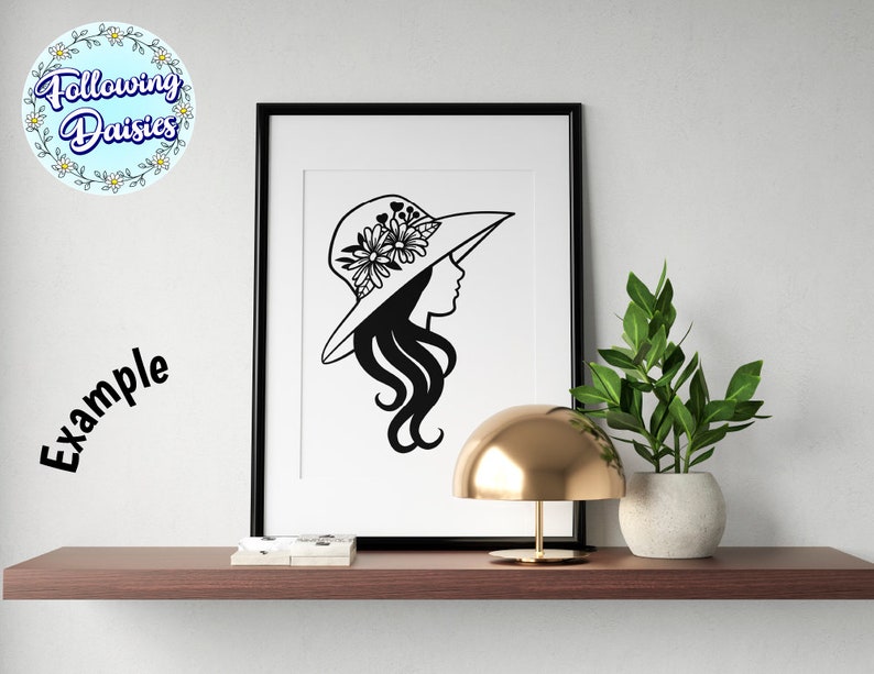 Download WOMAN with HAT SVG Floppy hat with flowers Woman silhouette | Etsy