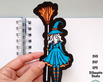 MARCAPAGINAS de HALLOWEEN SVG, Bruja svg, Halloween svg, Cricut marcapáginas svg, Archivos de corte para cricut y silhouette