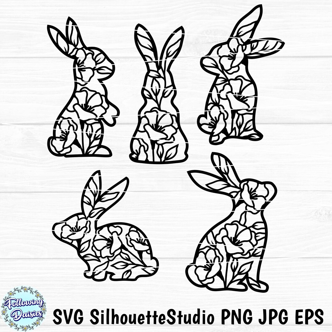 Floral Easter Bunny SVG, Cut Files for Cricut & Silhouette - Etsy