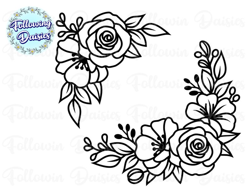 Download Art Collectibles Clip Art Flowers In Svg Floral Decoration Cut Files For Cricut And Silhouette Floral Border Paper Cut Template Flower Corner Flowers Bouquets