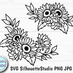 SUNFLOWERS in SVG, Sunflower bouquets, Floral decoration, Paper cut template, Cut files for cricut and Silhouette, Personal & Commercial use