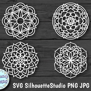 MANDALAS en SVG n° 1, vecteur de mandala, silhouette de mandala, modèle en papier découpé, fichiers Svg pour cricut et silhouette, téléchargement immédiat