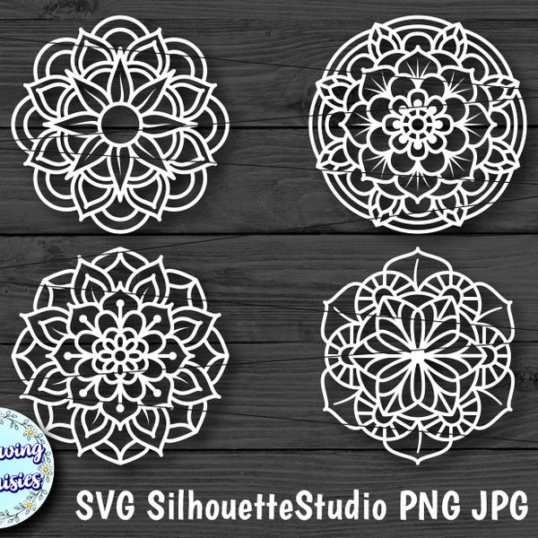 MANDALAS in SVG Nr. 1, Mandala Vektor, Mandala Silhouette, Scherenschnitt Vorlage, SVG-Dateien für Cricut und Silhouette, Instant Download