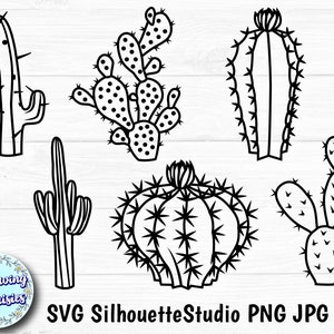 CACTUS en SVG, Cactus del desierto, Plantas crasas, Naturaleza, Descarga inmediata, Archivos de corte para cricut y silhouette