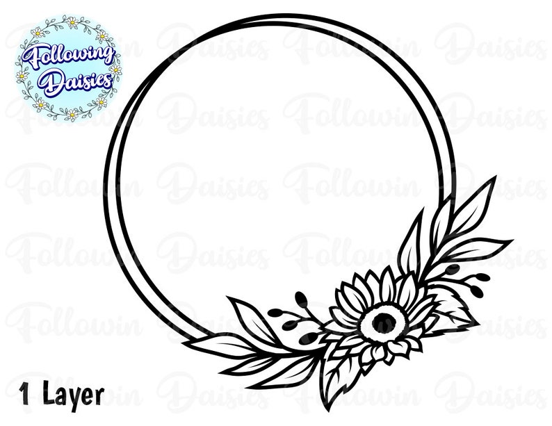 Download FLORAL FRAME SVG Sunflower frame Monogram frame Circle | Etsy