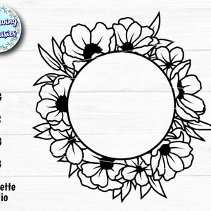 FLORAL FRAME in SVG, Floral wreath, Monogram frame, Circle frame, Frame clipart, Paper cut template, Svg files for cricut and silhouette
