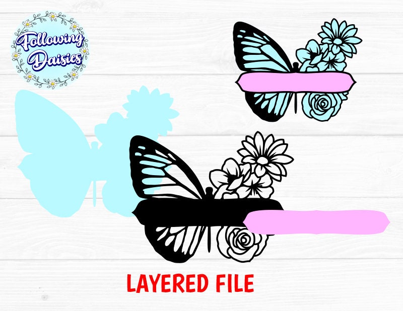 BUTTERFLY MONOGRAM SVG Butterfly Layered Butterfly Svg - Etsy