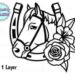 Download Art Collectibles Clip Art Ranch Paper Cut Template Horseshoe And Horse Head Svg Horse Riding Svg Files For Cricut And Silhouette Flowers Floral Horseshoe