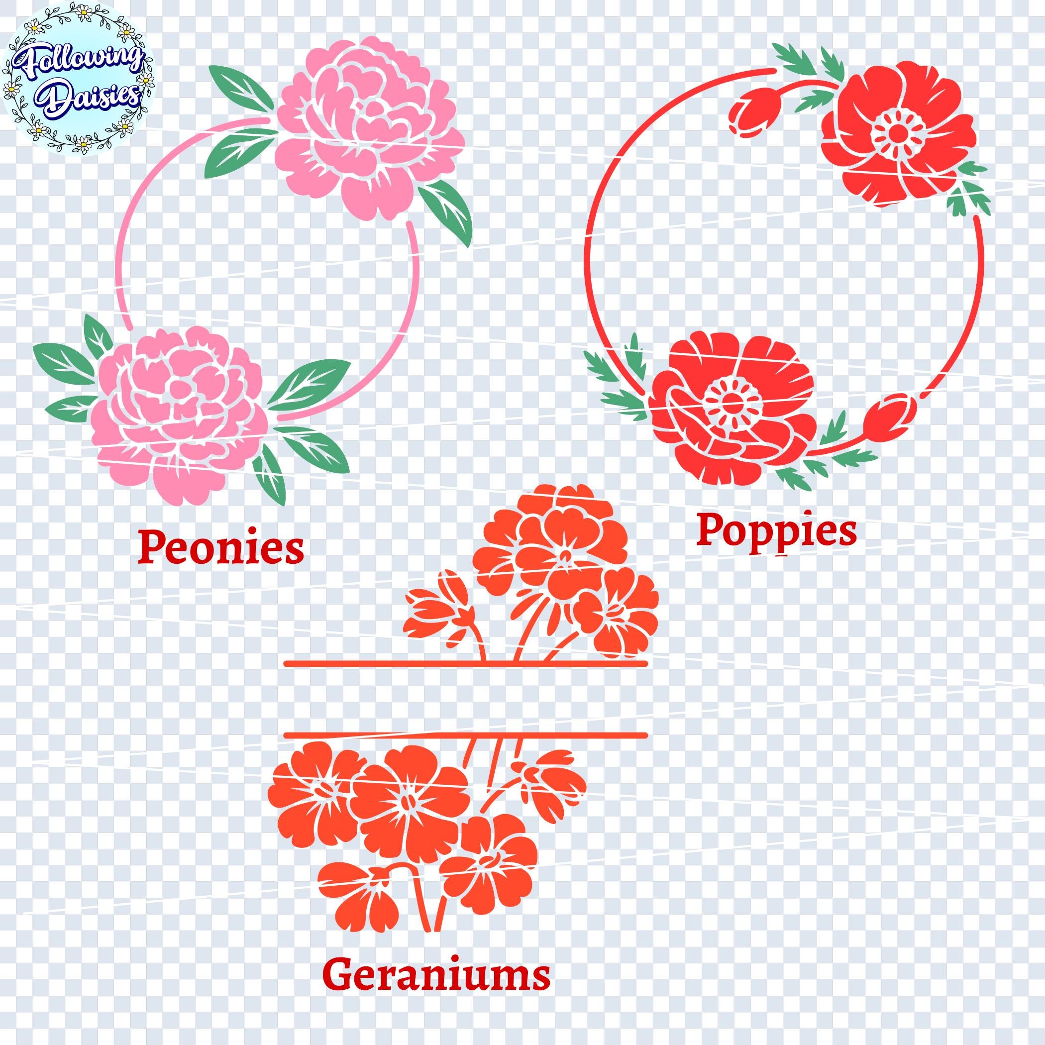 Floral Frame SVG Bundle, Layered Flower Frames for Cricut Silhouette ...