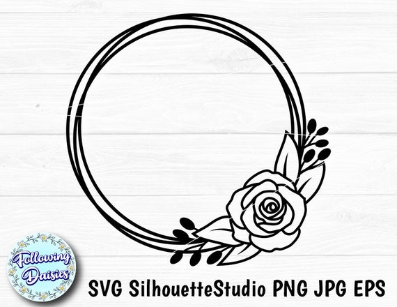 Rose flowers circle monogram frame, decorative - free svg file for members  - SVG Heart