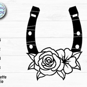 Fer à cheval SVG, fer à cheval floral, fleurs, ranch, chevaux, fer à cheval pour mariage, svg fer à cheval porte-bonheur, fichiers Svg pour cricut et silhouette