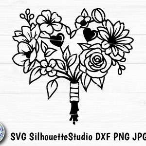 Ramo de FLORES CORAZÓN SVG, Adorno Corazón, Corazón floral, Flores, Adorno floral, Amor, San Valentín, Archivos svg para cricut y silhouette