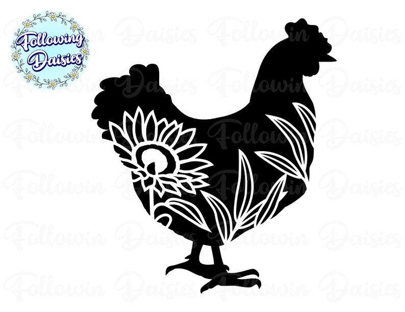 Download FLORAL CHICKEN in SVG Chicken silhouette Farm Chicken | Etsy
