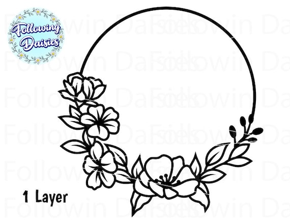 Floral frame svg, floral wreath svg, monogram frame svg By PLPaperDesigns