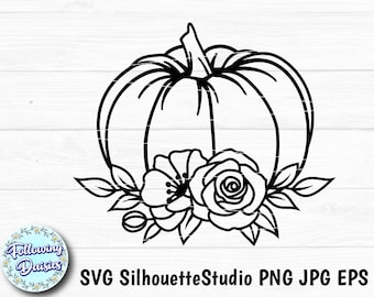 Pumpkin with Flowers SVG: Fall Cut File, Autumn Cricut & Silhouette Design (Digital Download)