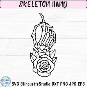 MANO de ESQUELETO SVG, Rosa, Huesos de la Mano svg, Halloween archivo de corte svg, Gótico, Archivos de corte para cricut y silhouette