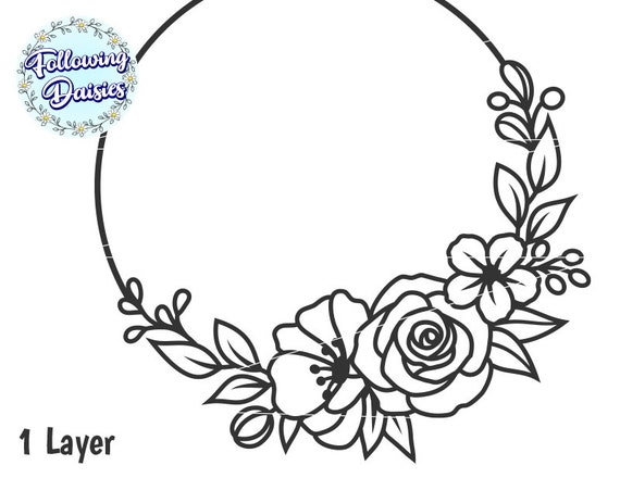 Download Floral Frame In Svg Floral Wreath Monogram Frame Circle Etsy