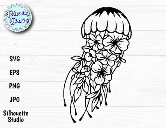 FLORAL JELLYFISH SVG, Flowers, Ocean, Sea animals, Beach, Summer, Beach, Svg files for Cricut and Silhouette, Paper cut template