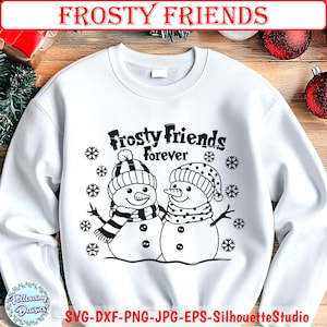 MUÑECOS de NIEVE SVG, Frosty Friends Forever, Archivo svg de muñeco de nieve, Navidad, Invierno, Archivos de corte para Cricut y Silhouette