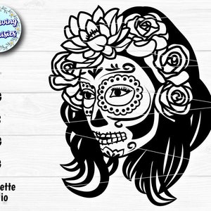 SUGAR SKULL in SVG, Day of the dead, Halloween, Skeleton, Paper cut template, Cut files for cricut and Silhouette, Instant Download