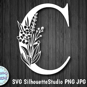 LETRA FLORAL C em Svg, inicial decorativa, modelo de corte de papel, download instantâneo, Svg para Cricut e Silhouette