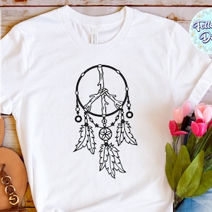 DREAMCATCHER SVG, vredessymbool SVG, Feather Monogram SVG, mystiek, hemels, Feather frame SVG, Boho, SVG-bestanden voor cricut en silhouet
