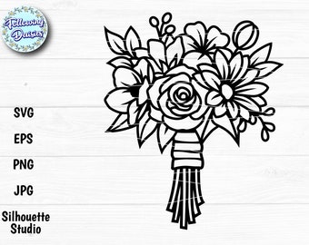 BLOMSTERBUKETT SVG, Blommor cur-fil, Blommor, Alla hjärtans dag, Mors dag, Pappersklippsmall, Klippfiler för Cricut och Silhouette